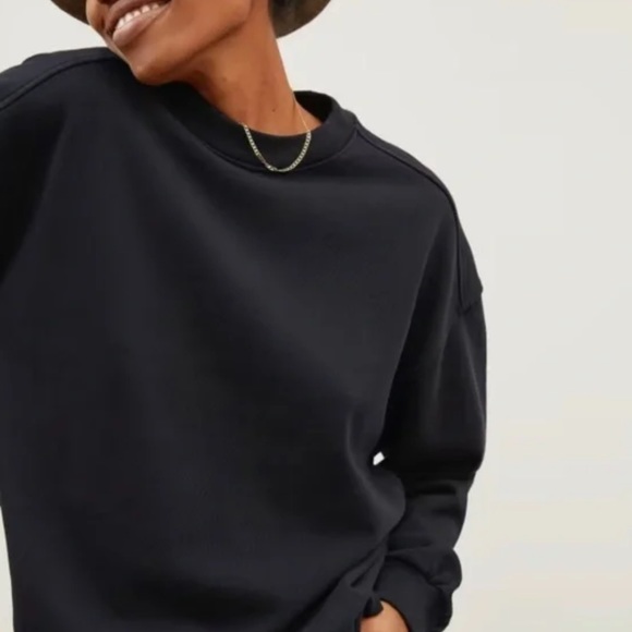Everlane The Track Oversized Crew Sweatshirt Black Size Small Medium XLarge - Picture 6 of 7